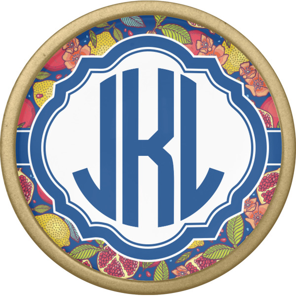 Pomegranates & Lemons Cabinet Knob - Gold - Front