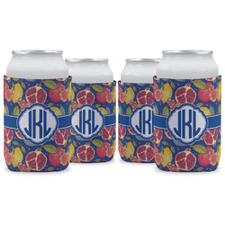 Pomegranates & Lemons Can Cooler (12 oz) - Set of 4 w/ Monogram