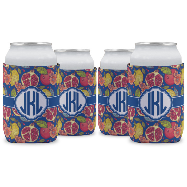 Custom Pomegranates & Lemons Can Cooler (12 oz) - Set of 4 w/ Monogram
