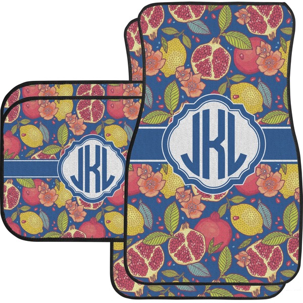 Custom Pomegranates & Lemons Car Floor Mats Set - 2 Front & 2 Back (Personalized)