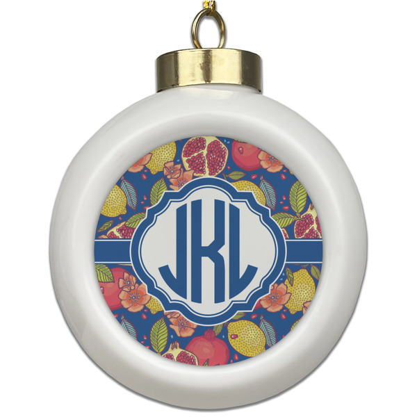 Custom Pomegranates & Lemons Ceramic Ball Ornament (Personalized)