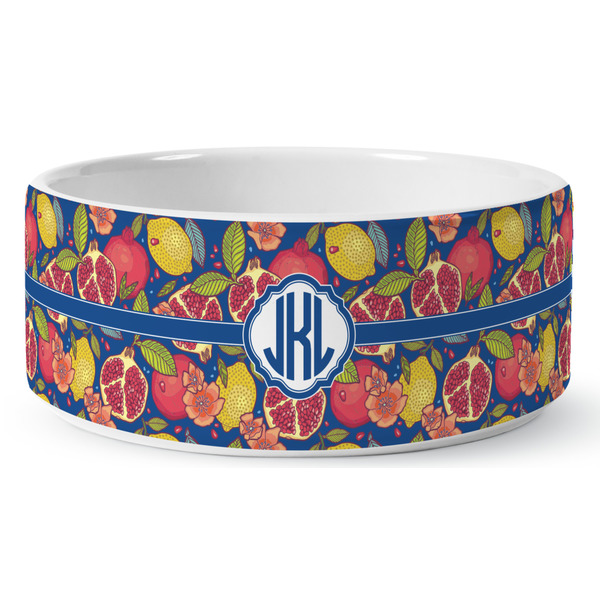 Pomegranates & Lemons Ceramic Dog Bowl - Medium - Front