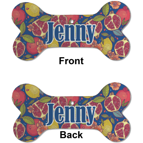 Pomegranates & Lemons Ceramic Flat Ornament - Bone Front & Back (APPROVAL)