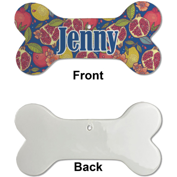 Pomegranates & Lemons Ceramic Flat Ornament - Bone Front & Back Single Print (APPROVAL)