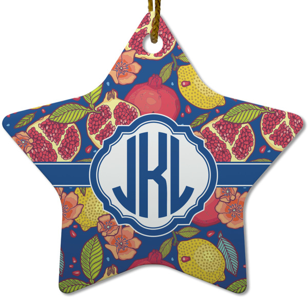 Pomegranates & Lemons Ceramic Flat Ornament - Star (Front)