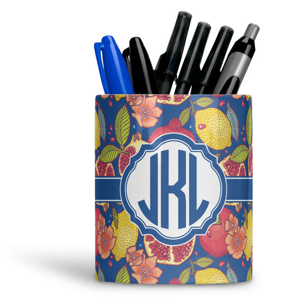 Custom Pomegranates & Lemons Ceramic Pen Holder
