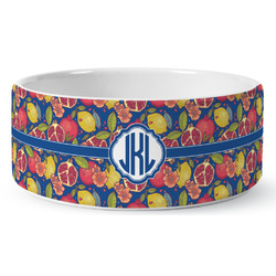 Pomegranates & Lemons Ceramic Dog Bowl (Personalized)