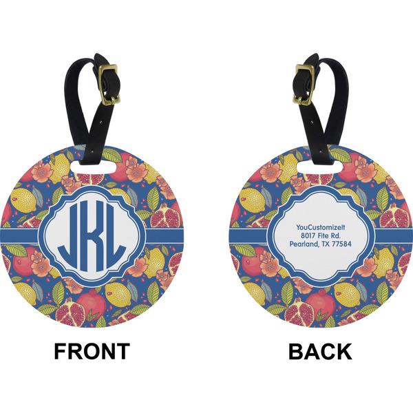 Pomegranates & Lemons Circle Luggage Tag (Front + Back)