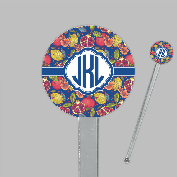 Pomegranates & Lemons Clear Plastic 7" Stir Stick - Round - Closeup