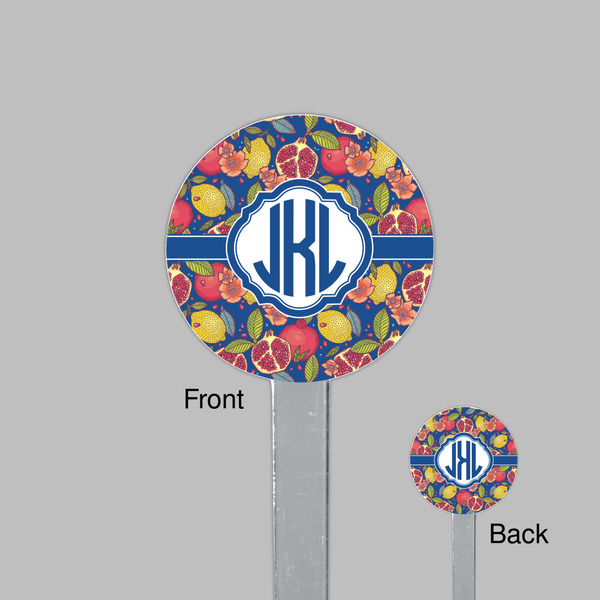 Pomegranates & Lemons Clear Plastic 7" Stir Stick - Round - Front & Back