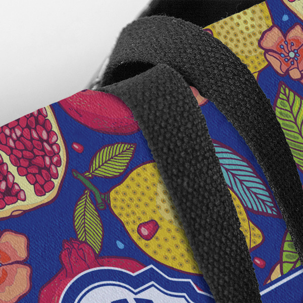 Pomegranates & Lemons Closeup of Tote w/Black Handles
