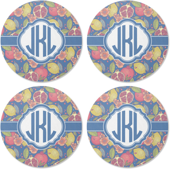Pomegranates & Lemons Coaster Round Rubber Back - Apvl