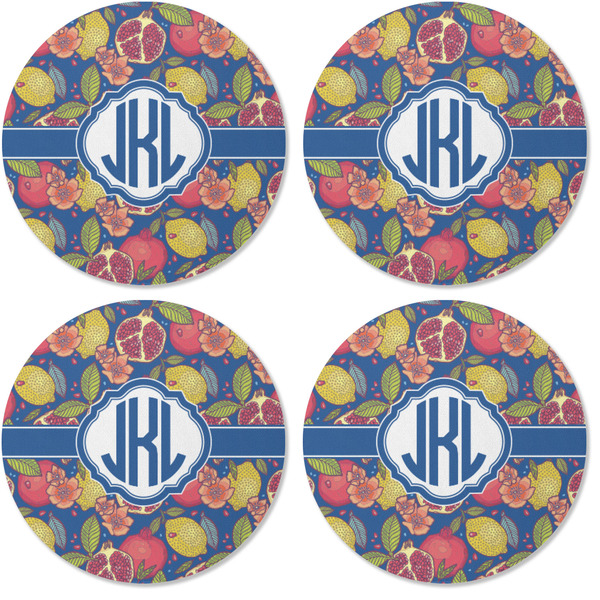 Pomegranates & Lemons Coaster Round Rubber Back - Apvl