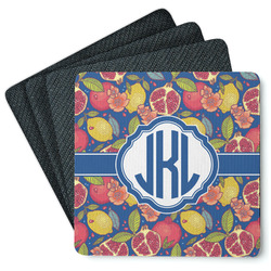 Pomegranates & Lemons Square Rubber Backed Coasters - Set of 4 (Personalized)