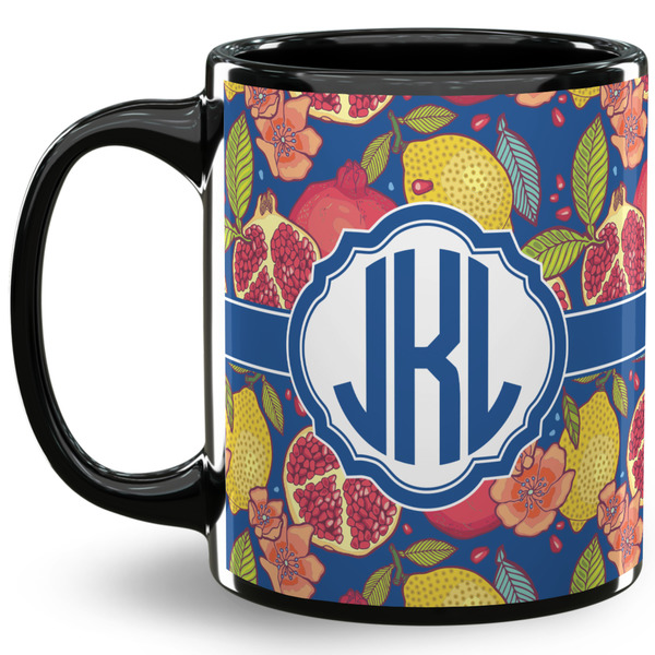 Custom Pomegranates & Lemons 11 Oz Coffee Mug - Black (Personalized)