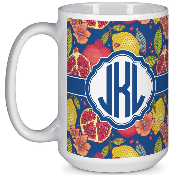 Custom Pomegranates & Lemons 15 Oz Coffee Mug - White (Personalized)