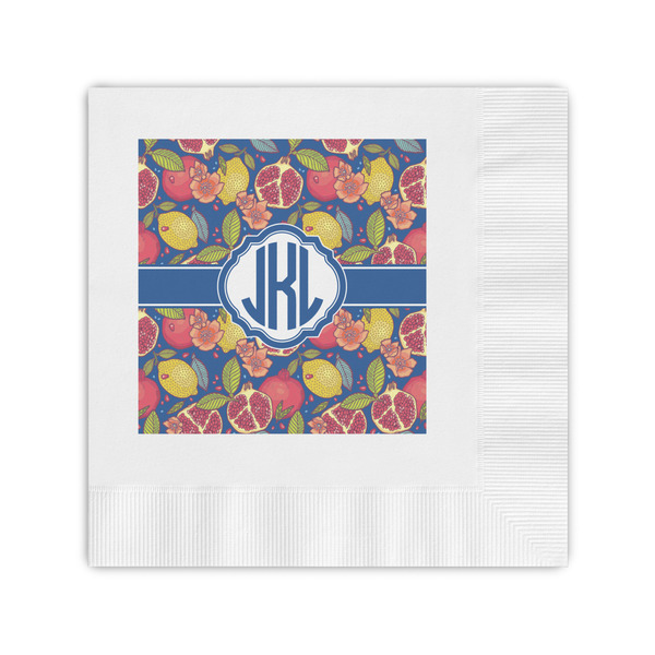 Custom Pomegranates & Lemons Coined Cocktail Napkins (Personalized)