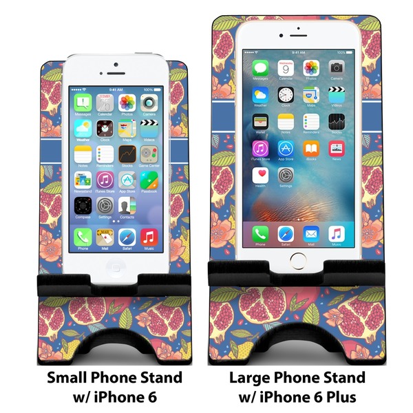 Pomegranates & Lemons Compare Phone Stand Sizes - with iPhones