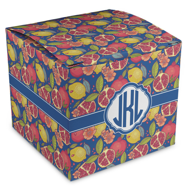 Custom Pomegranates & Lemons Cube Favor Gift Boxes (Personalized)