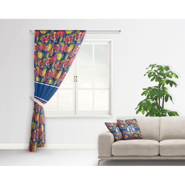 Pomegranates & Lemons Curtain With Window and Rod - in Room Matching Pillow