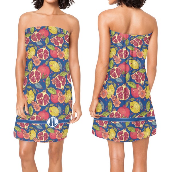 Pomegranates & Lemons Custom Bath Wrap - Front & Back View