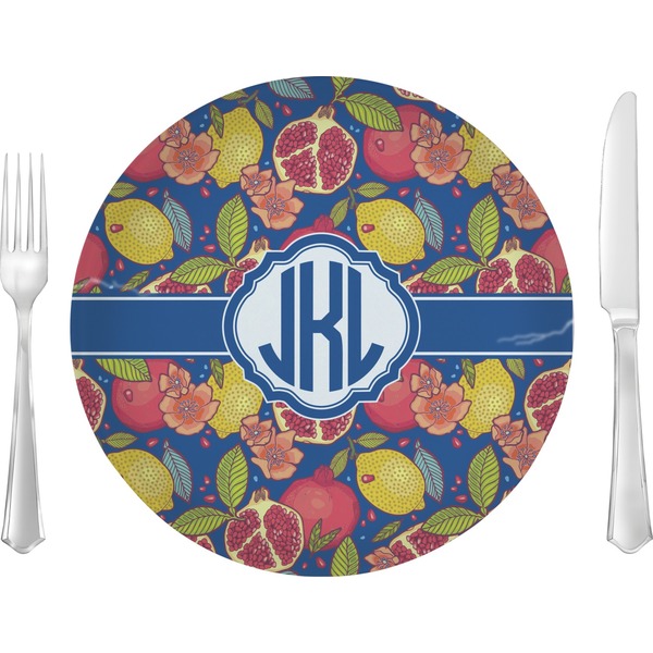 Custom Pomegranates & Lemons 10" Glass Lunch / Dinner Plates - Single or Set (Personalized)
