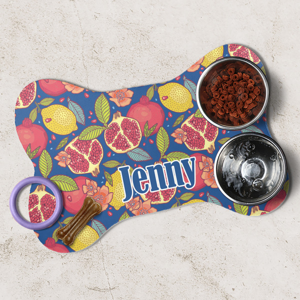 Pomegranates & Lemons Dog Bone Shaped Mat Lifestyle
