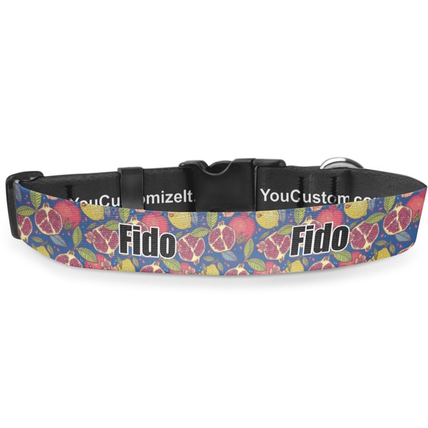 Custom Pomegranates & Lemons Deluxe Dog Collar - Small (8.5" to 12.5") (Personalized)
