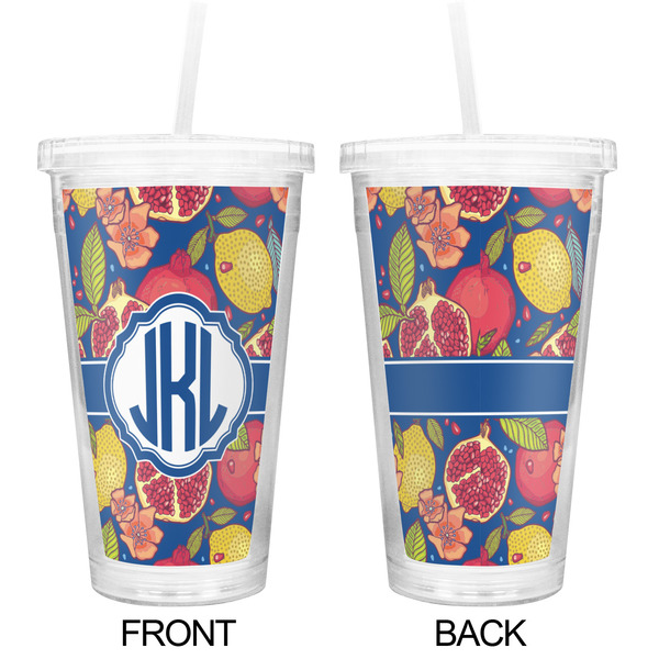 Pomegranates & Lemons Double Wall Tumbler with Straw - Approval