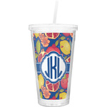 Pomegranates & Lemons Double Wall Tumbler with Straw (Personalized)