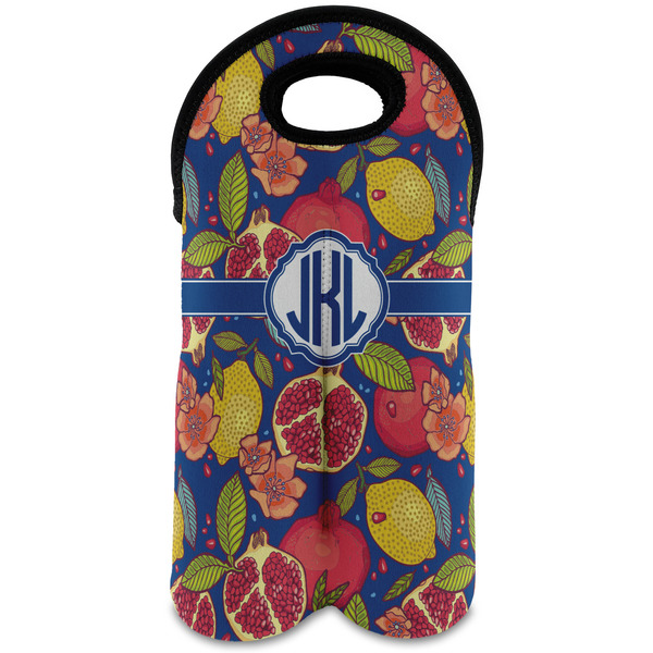 Custom Pomegranates & Lemons Wine Tote Bag (2 Bottles) (Personalized)