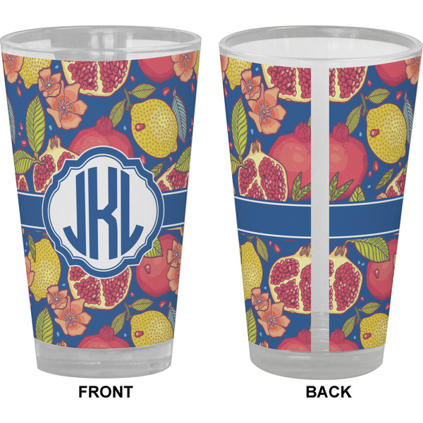 Pomegranates & Lemons Pint Glass - Full Color - Front & Back Views