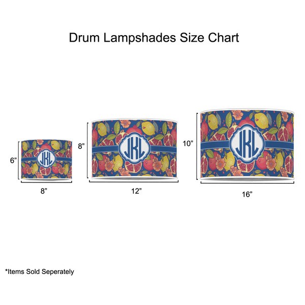 Pomegranates & Lemons Drum Lampshades - Sizing Chart