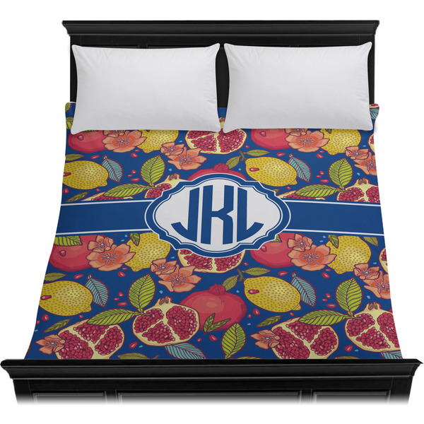 Pomegranates & Lemons Duvet Cover - Queen - On Bed - No Prop