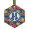 Pomegranates & Lemons Flat Glass Ornament - Hexagon w/ Monogram