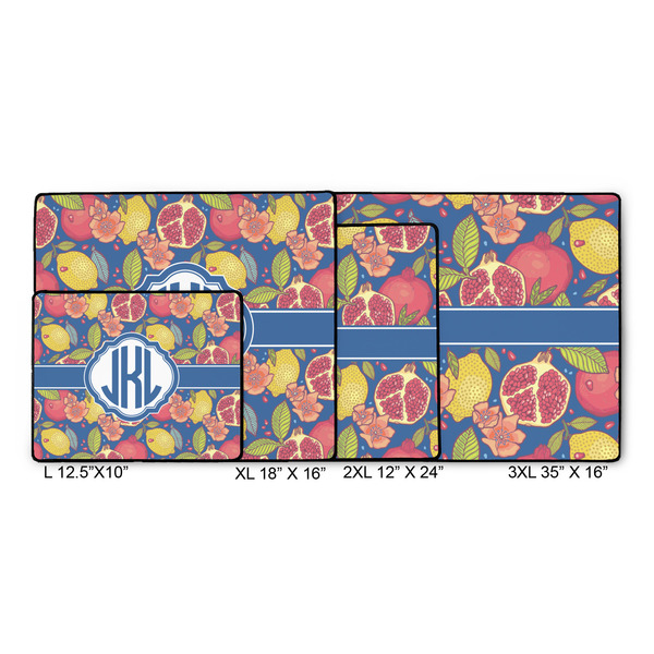 Pomegranates & Lemons Gaming Mats - SIZE CHART