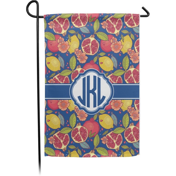 Custom Pomegranates & Lemons Small Garden Flag - Single Sided w/ Monograms