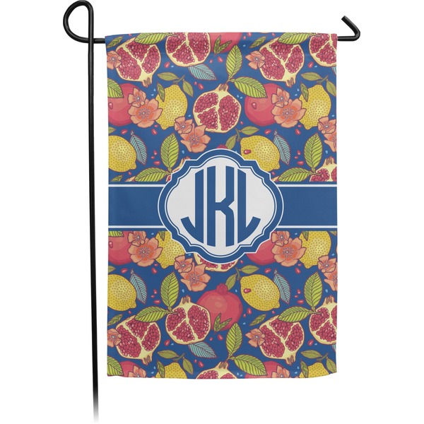 Custom Pomegranates & Lemons Small Garden Flag - Double Sided w/ Monograms