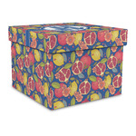 Pomegranates & Lemons Gift Box with Lid - Canvas Wrapped - Large (Personalized)