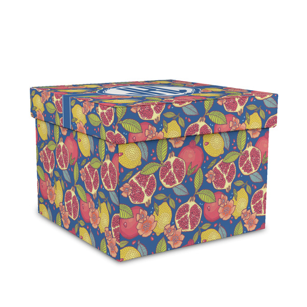 Custom Pomegranates & Lemons Gift Box with Lid - Canvas Wrapped - Medium (Personalized)