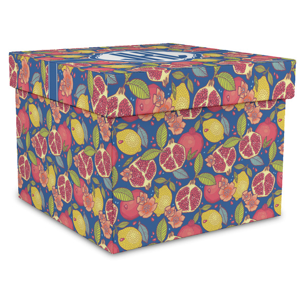 Custom Pomegranates & Lemons Gift Box with Lid - Canvas Wrapped - X-Large (Personalized)