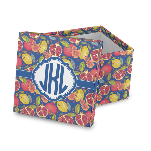 Custom Pomegranates & Lemons Gift Box with Lid - Canvas Wrapped (Personalized)