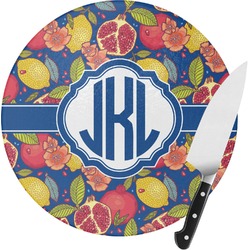 Pomegranates & Lemons Round Glass Cutting Board (Personalized)