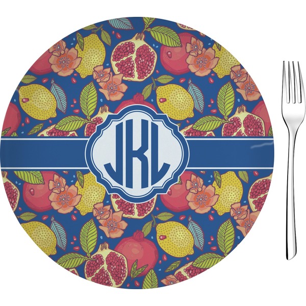 Custom Pomegranates & Lemons 8" Glass Appetizer / Dessert Plates - Single or Set (Personalized)