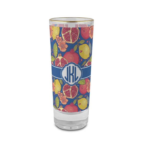 Custom Pomegranates & Lemons 2 oz Shot Glass -  Glass with Gold Rim - Single (Personalized)