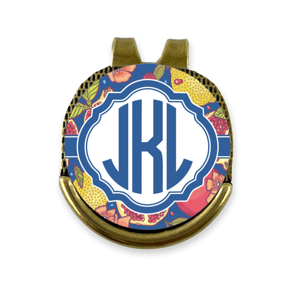 Custom Pomegranates & Lemons Golf Ball Marker - Hat Clip - Gold
