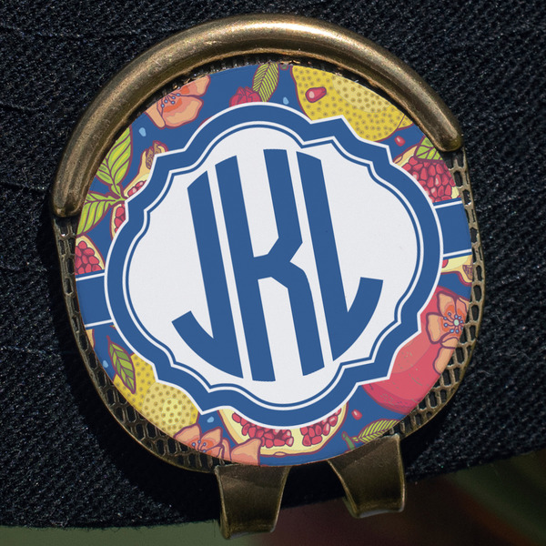 Pomegranates & Lemons Golf Ball Marker Hat Clip - Gold - Close Up
