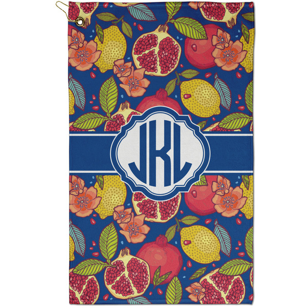 Custom Pomegranates & Lemons Golf Towel - Poly-Cotton Blend - Small w/ Monograms