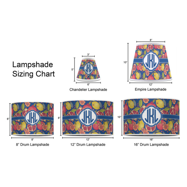 Pomegranates & Lemons Lampshade Sizing Chart