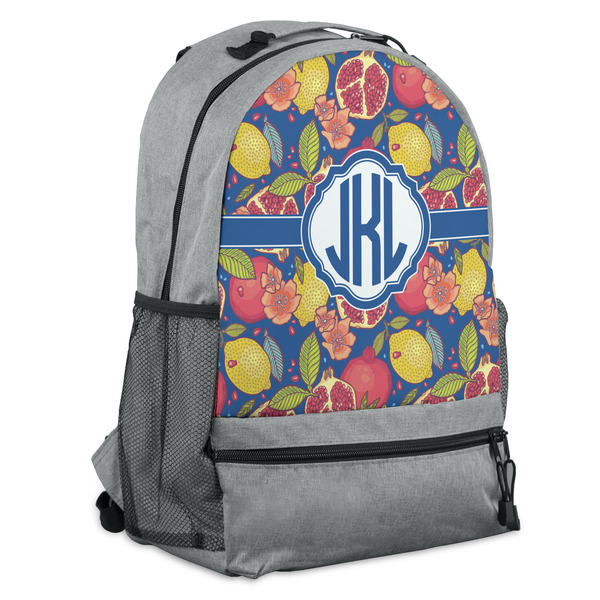 Custom Pomegranates & Lemons Backpack - Grey (Personalized)